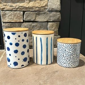 Magenta 3 Piece Blue Canister Set Brand New